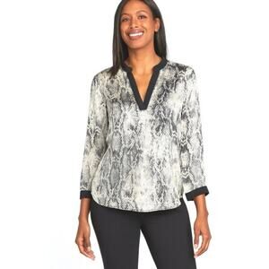 Zara Basic Snake Skin Print V-Neck Top Size Medium